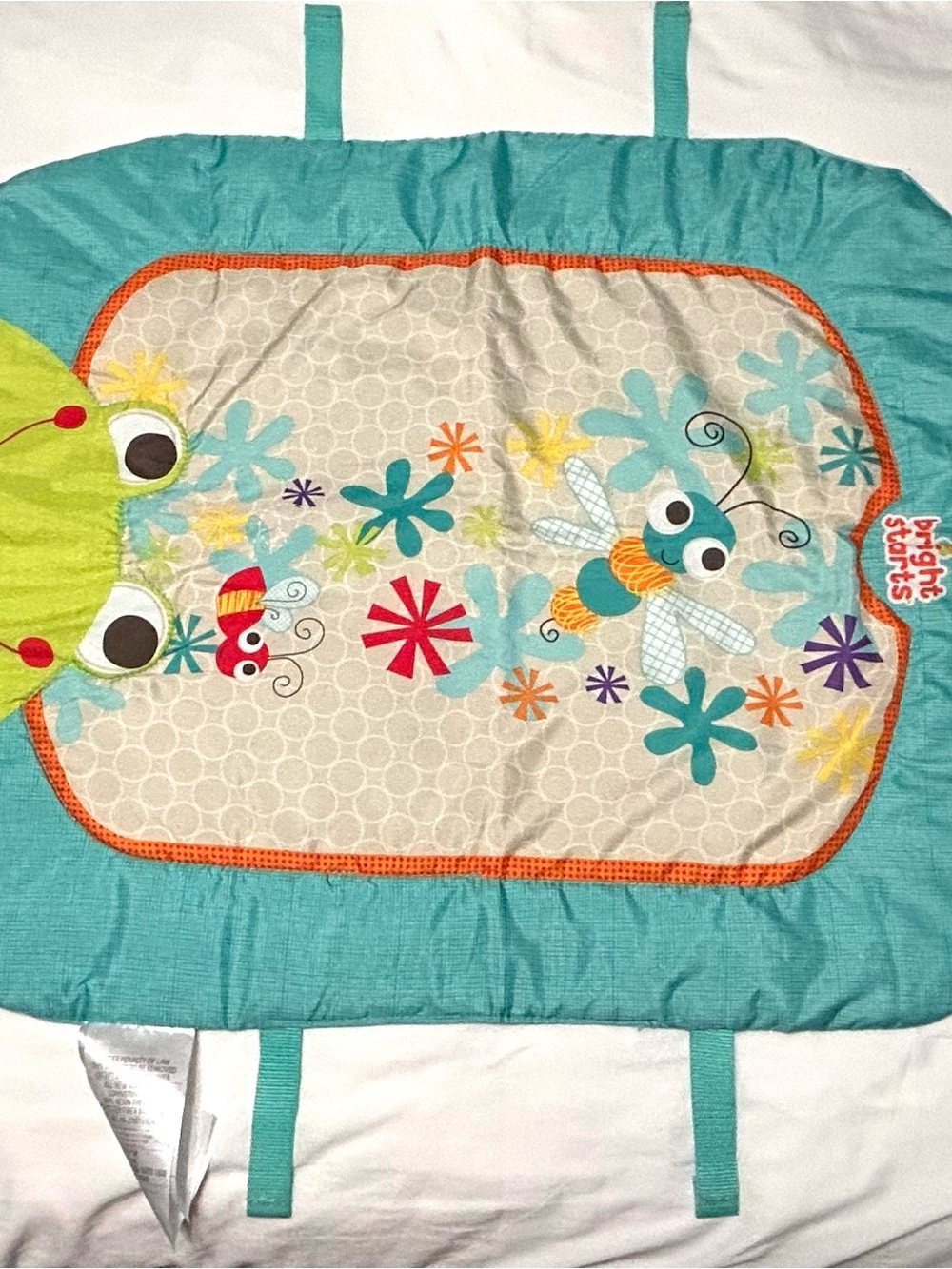 Bright Starts Easy Breezy Activity Baby Play Mat Teal Frog & Bugs - MAT ONLY
